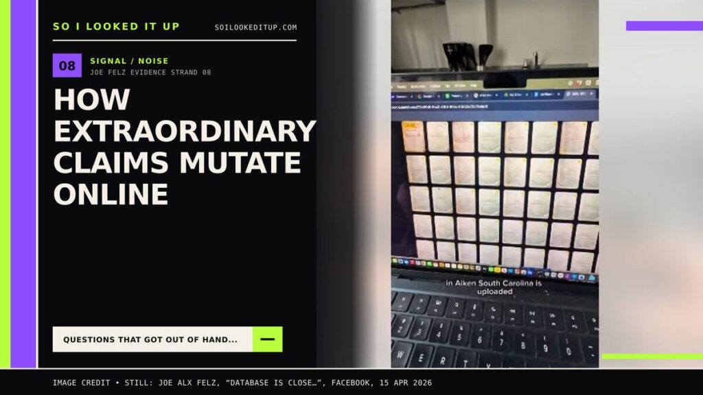 A laptop displaying the FelzBooks beta library in Joe Felz’s original database-announcement video.