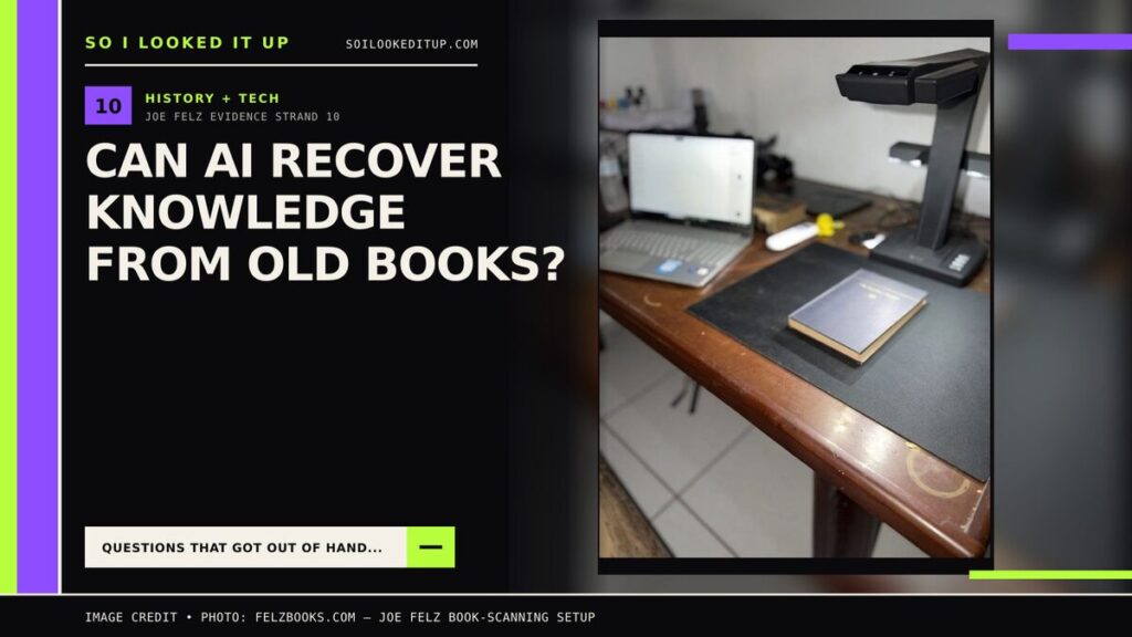 Overhead book scanner, laptop and cradle used for the FelzBooks digitisation project.