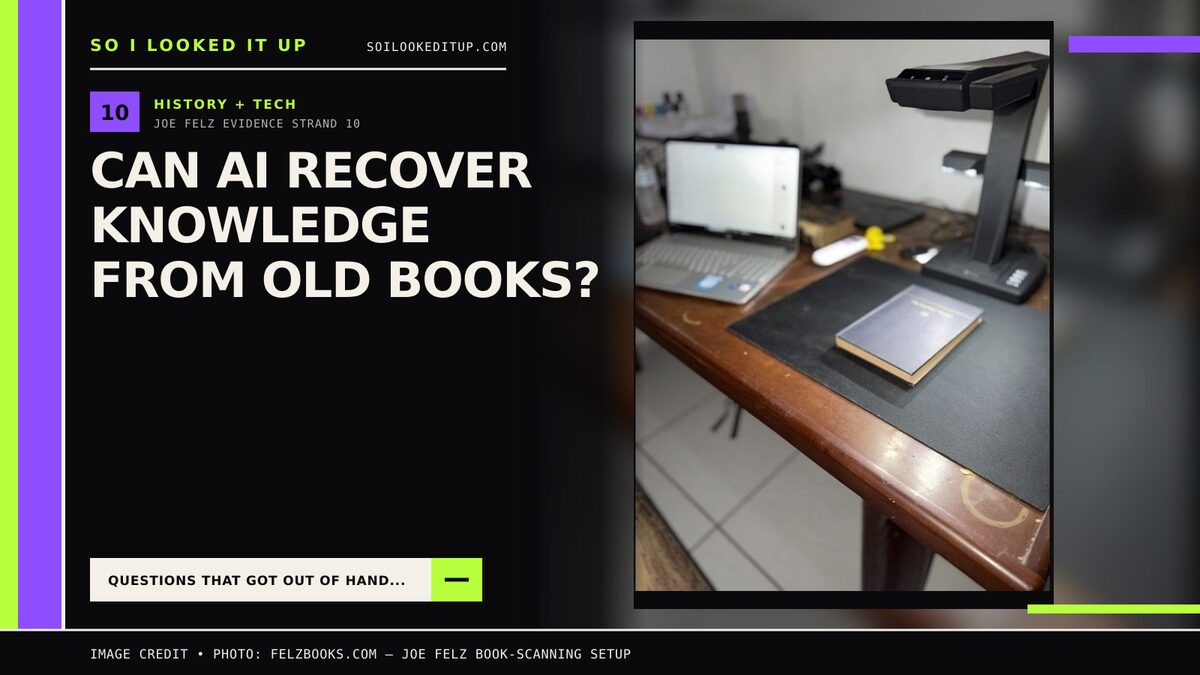 Overhead book scanner, laptop and cradle used for the FelzBooks digitisation project.